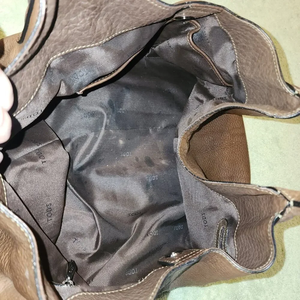 TOD'S EUC XL PEBBLED LEATHER HOBO BAG SATCHEL.